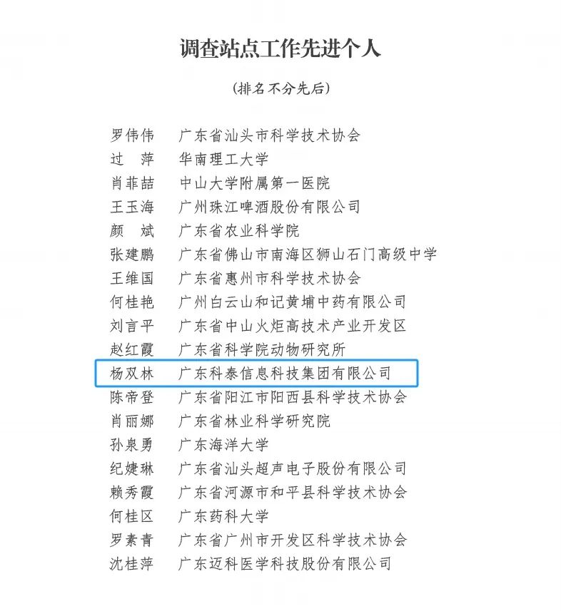 科泰集團(tuán)榮獲“2024年度科技工作者狀況調(diào)查站點(diǎn)工作先進(jìn)單位和先進(jìn)個(gè)人”