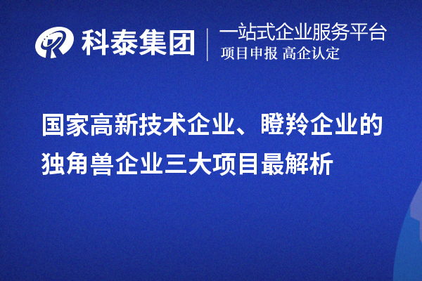 國(guó)家高新技術(shù)企業(yè)、瞪羚企業(yè)的獨(dú)角獸企業(yè)三大項(xiàng)目最解析