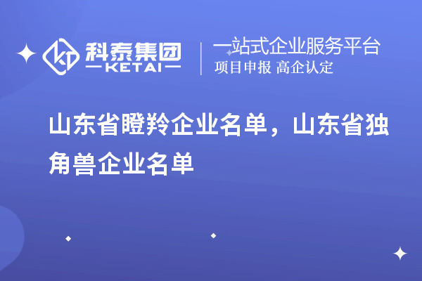 山東省瞪羚企業(yè)名單，山東省獨角獸企業(yè)名單