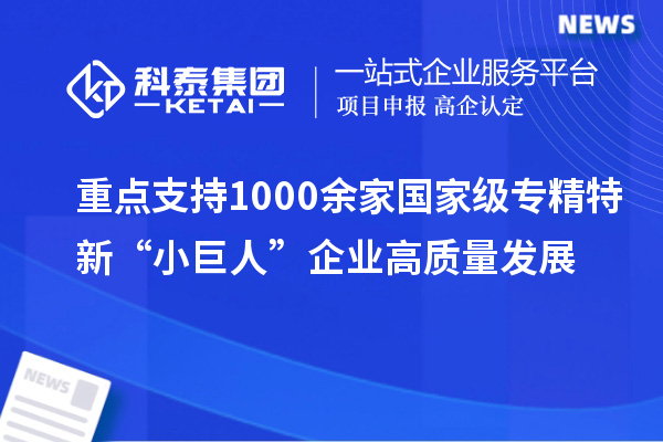 重點(diǎn)支持1000余家國(guó)家級(jí)專(zhuān)精特新“小巨人”企業(yè)高質(zhì)量發(fā)展