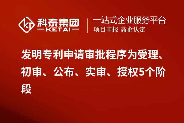 發(fā)明專利申請審批程序為受理、初審、公布、實審、授權(quán)5個階段