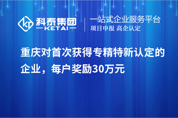 重慶對首次獲得專精特新認(rèn)定的企業(yè)，每戶獎(jiǎng)勵(lì)30萬元