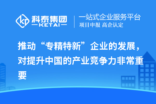 推動(dòng)“專精特新”企業(yè)的發(fā)展，對(duì)提升中國(guó)的產(chǎn)業(yè)競(jìng)爭(zhēng)力非常重要