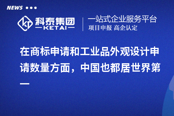在商標(biāo)申請(qǐng)和工業(yè)品外觀設(shè)計(jì)申請(qǐng)數(shù)量方面，中國(guó)也都居世界第一
