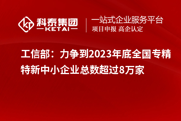工信部：力爭(zhēng)到2023年底全國(guó)專(zhuān)精特新中小企業(yè)總數(shù)超過(guò)8萬(wàn)家