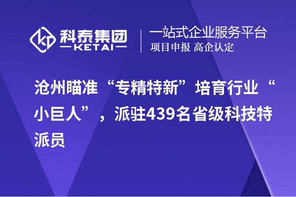 滄州瞄準(zhǔn)“專(zhuān)精特新”培育行業(yè)“小巨人”，派駐439名省級(jí)科技特派員