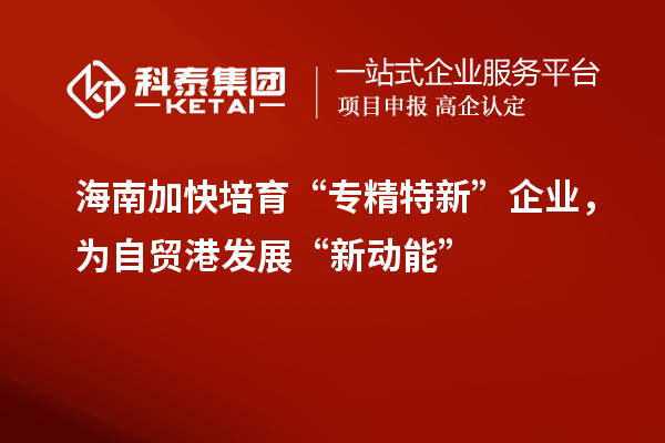 海南加快培育“專(zhuān)精特新”企業(yè)，為自貿(mào)港發(fā)展“新動(dòng)能”