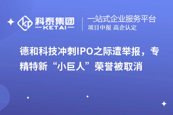 德和科技沖刺IPO之際遭舉報(bào)，專(zhuān)精特新“小巨人”榮譽(yù)被取消