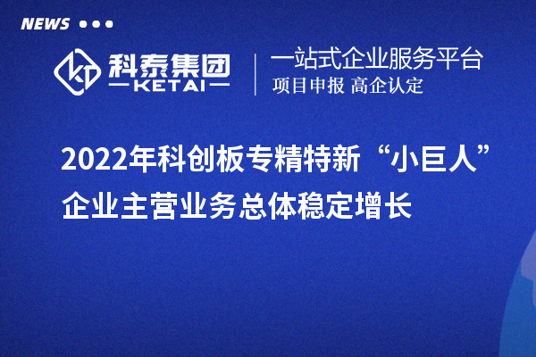 2022年科創(chuàng)板專精特新“小巨人”企業(yè)主營(yíng)業(yè)務(wù)總體穩(wěn)定增長(zhǎng)