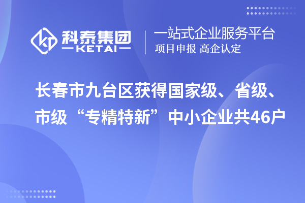長春市九臺區(qū)獲得國家級、省級、市級“專精特新”中小企業(yè)共46戶