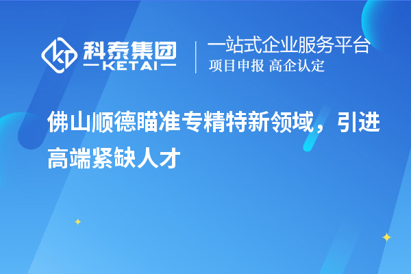 佛山順德瞄準專精特新領域，引進高端緊缺人才
