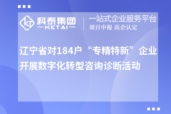 遼寧省對(duì)184戶(hù)“專(zhuān)精特新”企業(yè)開(kāi)展數(shù)字化轉(zhuǎn)型咨詢(xún)?cè)\斷活動(dòng)