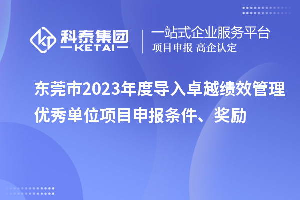 東莞市2023年度導(dǎo)入卓越績效管理優(yōu)秀單位項(xiàng)目申報(bào)條件、獎勵