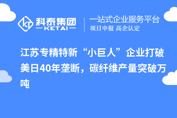 江蘇專精特新“小巨人”企業(yè)打破美日40年壟斷，碳纖維產(chǎn)量突破萬(wàn)噸