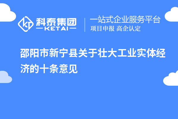 邵陽市新寧縣關于壯大工業(yè)實體經(jīng)濟的十條意見