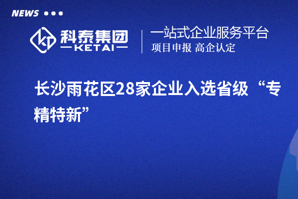 長(zhǎng)沙雨花區(qū)28家企業(yè)入選省級(jí)“專精特新”