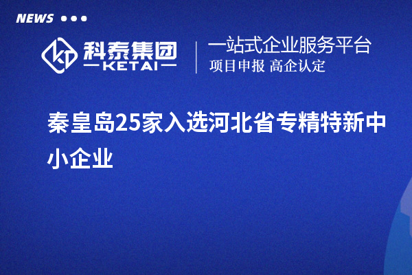 秦皇島25家入選河北省專(zhuān)精特新中小企業(yè)