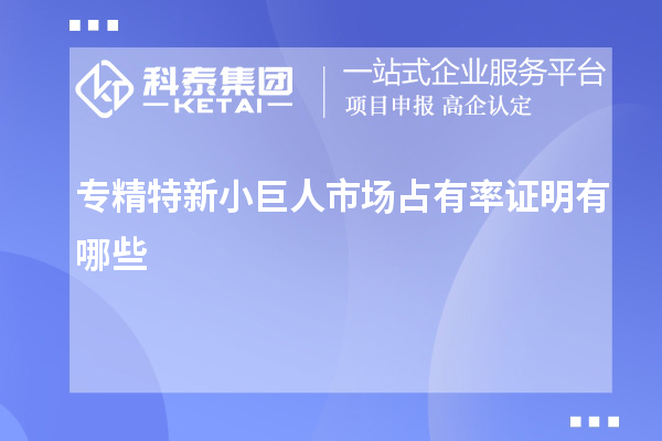 專(zhuān)精特新小巨人市場(chǎng)占有率證明有哪些