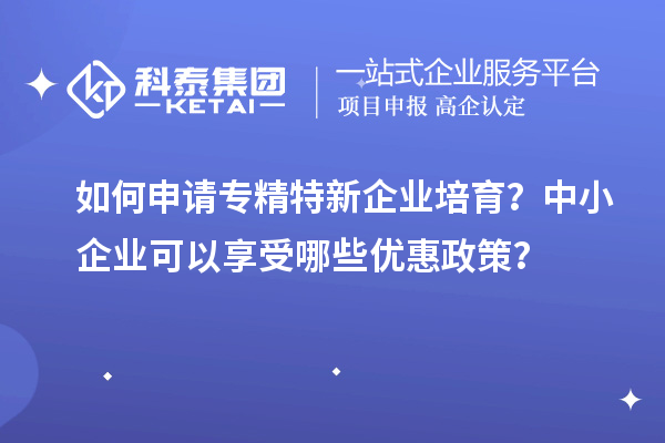 如何申請專精特新企業(yè)培育？中小企業(yè)可以享受哪些優(yōu)惠政策？