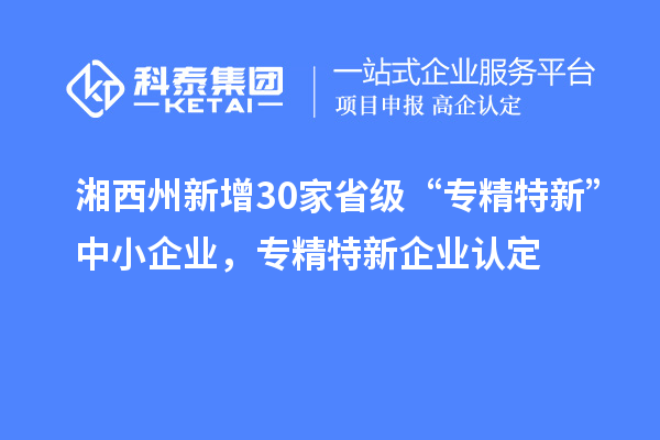 湘西州新增30家省級 “專精特新”中小企業(yè)，專精特新企業(yè)認定