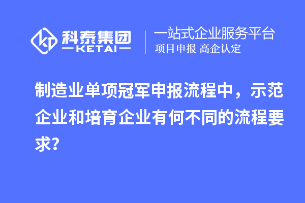制造業(yè)單項(xiàng)冠軍申報(bào)流程中，示范企業(yè)和培育企業(yè)有何不同的流程要求？