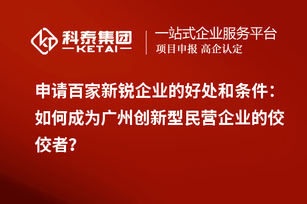 申請百家新銳企業(yè)的好處和條件：如何成為廣州創(chuàng)新型民營企業(yè)的佼佼者？