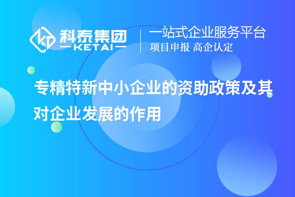 專(zhuān)精特新中小企業(yè)的資助政策及其對(duì)企業(yè)發(fā)展的作用