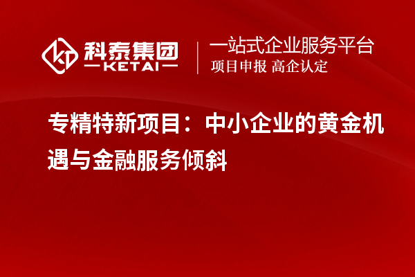 專精特新項(xiàng)目：中小企業(yè)的黃金機(jī)遇與金融服務(wù)傾斜