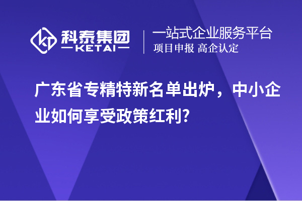 廣東省專精特新名單出爐，中小企業(yè)如何享受政策紅利?