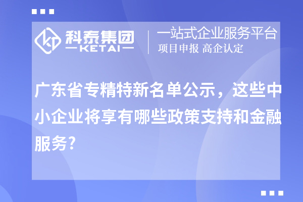 廣東省專精特新名單公示，這些中小企業(yè)將享有哪些政策支持和金融服務(wù)?