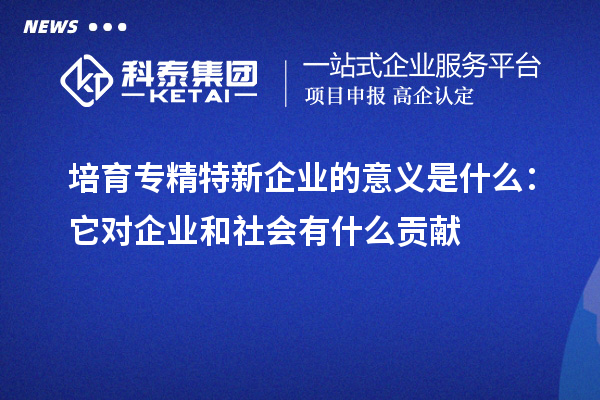 培育專精特新企業(yè)的意義是什么：它對企業(yè)和社會有什么貢獻(xiàn)