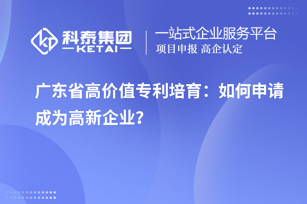 廣東省高價值專利培育：如何申請成為高新企業(yè)？