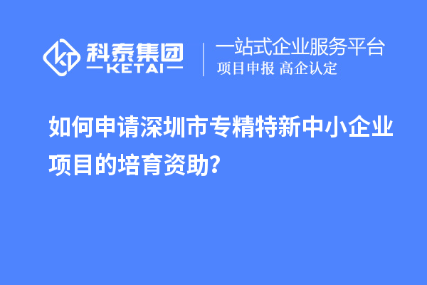 如何申請(qǐng)深圳市專精特新中小企業(yè)項(xiàng)目的培育資助？