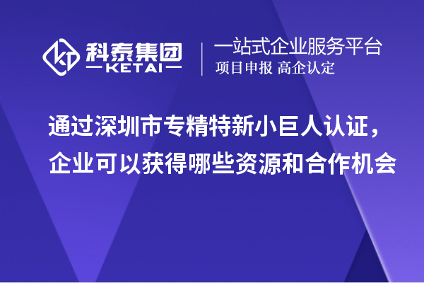 通過(guò)深圳市專精特新小巨人認(rèn)證，企業(yè)可以獲得哪些資源和合作機(jī)會(huì)