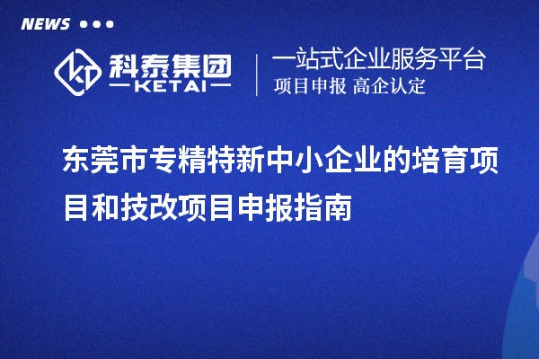 東莞市專精特新中小企業(yè)的培育項(xiàng)目和技改項(xiàng)目申報(bào)指南