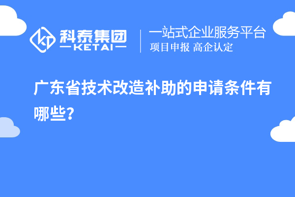 廣東省技術改造補助的申請條件有哪些？