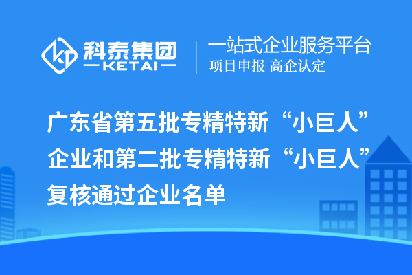 廣東省第五批專精特新“小巨人”企業(yè)和第二批專精特新“小巨人”復(fù)核通過(guò)企業(yè)名單