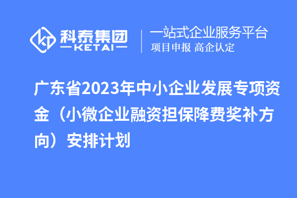 廣東省2023年中小企業(yè)發(fā)展專項(xiàng)資金（小微企業(yè)融資擔(dān)保降費(fèi)獎(jiǎng)補(bǔ)方向）安排計(jì)劃