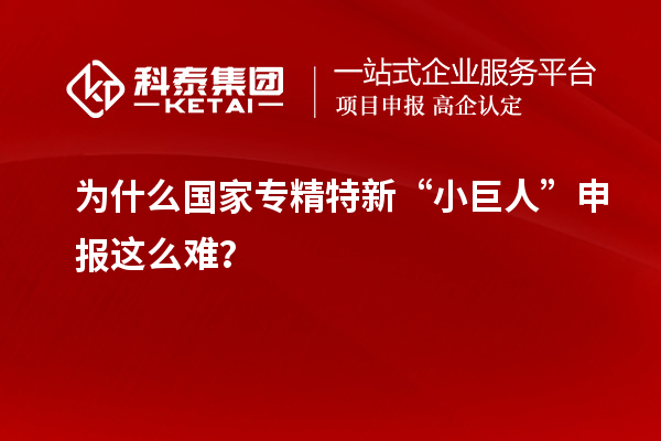 為什么國家專精特新“小巨人”申報這么難？