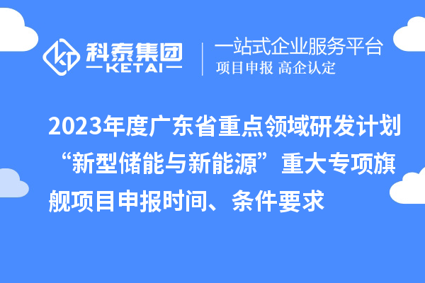 2023年度廣東省重點領域研發(fā)計劃“新型儲能與新能源”重大專項旗艦項目申報時間、條件要求