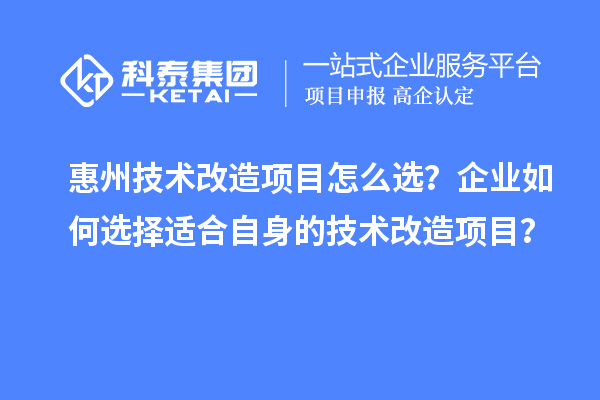 惠州技術(shù)改造項(xiàng)目怎么選？企業(yè)如何選擇適合自身的技術(shù)改造項(xiàng)目？