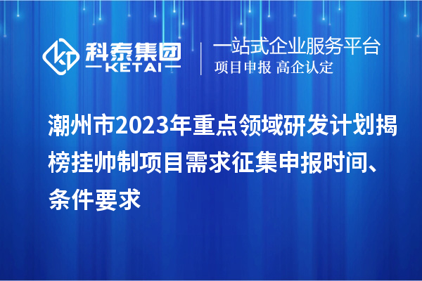 潮州市2023年重點領(lǐng)域研發(fā)計劃揭榜掛帥制項目需求征集申報時間、條件要求
