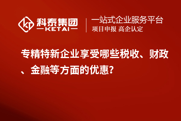 專精特新企業(yè)享受哪些稅收、財(cái)政、金融等方面的優(yōu)惠？