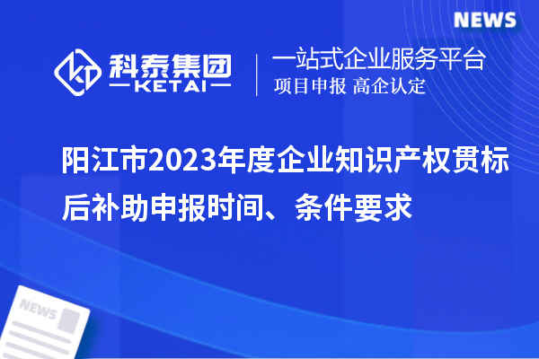 陽江市2023年度企業(yè)知識產(chǎn)權貫標后補助申報時間、條件要求