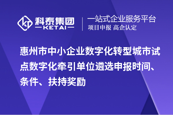 惠州市中小企業(yè)數(shù)字化轉(zhuǎn)型城市試點數(shù)字化牽引單位遴選申報時間、條件、扶持獎勵