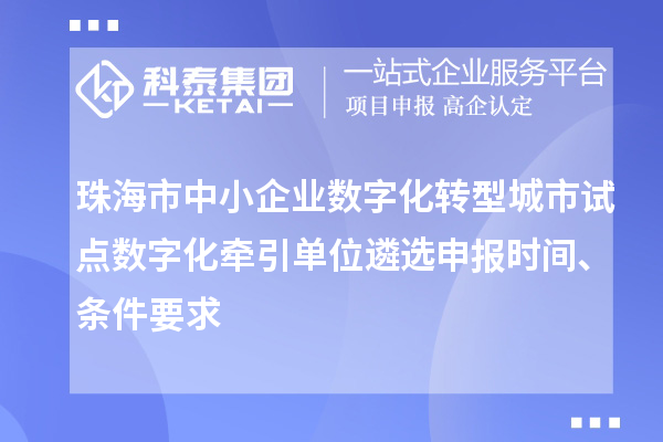 珠海市中小企業(yè)數(shù)字化轉(zhuǎn)型城市試點(diǎn)數(shù)字化牽引單位遴選申報(bào)時(shí)間、條件要求