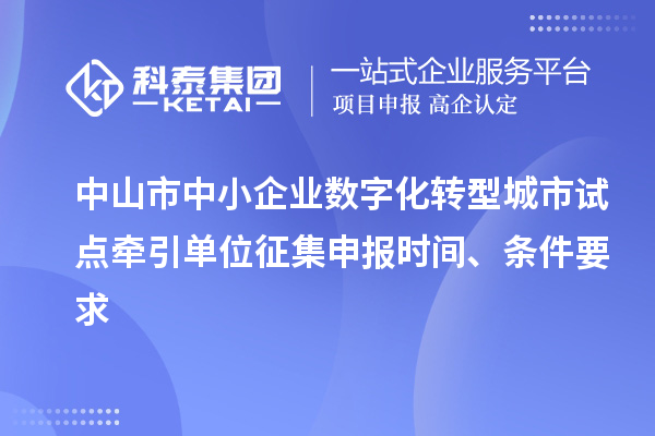 中山市中小企業(yè)數(shù)字化轉(zhuǎn)型城市試點(diǎn)牽引單位征集申報(bào)時(shí)間、條件要求