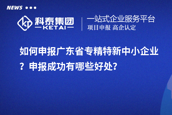 如何申報廣東省專精特新中小企業(yè)？申報成功有哪些好處？