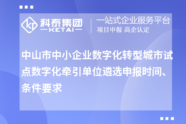 中山市中小企業(yè)數(shù)字化轉(zhuǎn)型城市試點(diǎn)數(shù)字化牽引單位遴選申報(bào)時(shí)間、條件要求