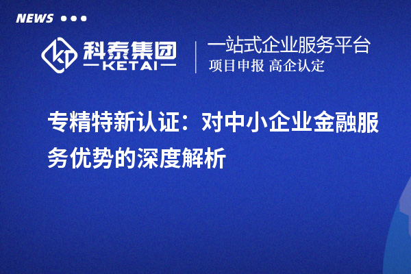 專精特新認(rèn)證：對(duì)中小企業(yè)金融服務(wù)優(yōu)勢(shì)的深度解析